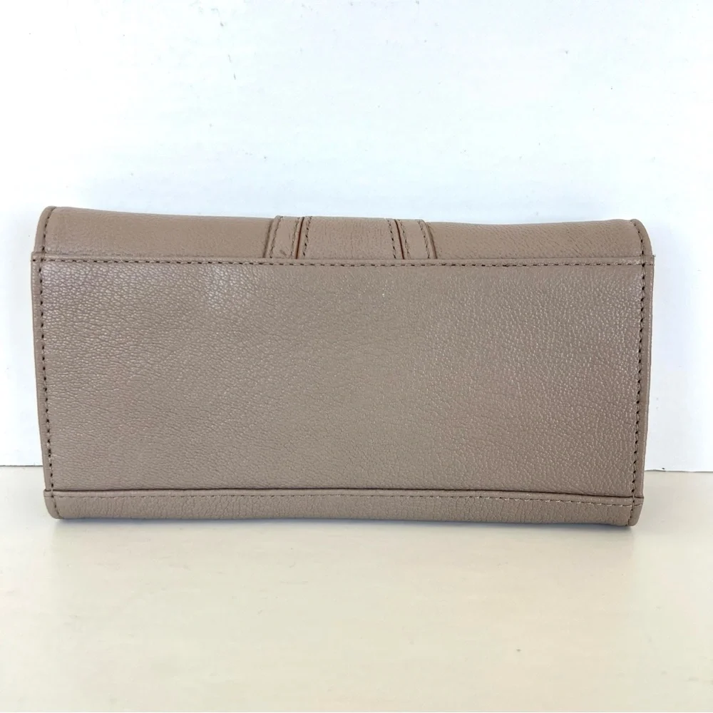 SEE BY CHLOÉ Hanna Continental Taupe Pebbled Leather Braid Gold Charm Wallet NWT